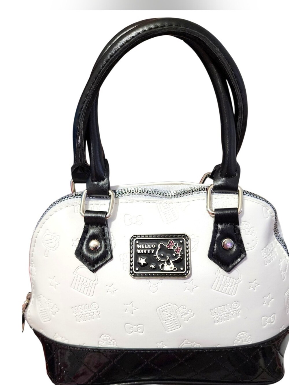 Hello Kitty White and Black Dome Satchel Crossbody Shoulder Bag - Picture 5 of 12